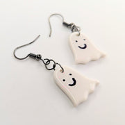 Sparkly White with Pink Glitter Ghost Earrings