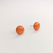 Sparkly Orange with Pink Glitter Circle Stud Earrings
