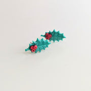 Christmas Holly and Berry Stud Earrings