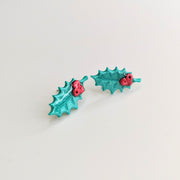 Christmas Holly and Berry Stud Earrings