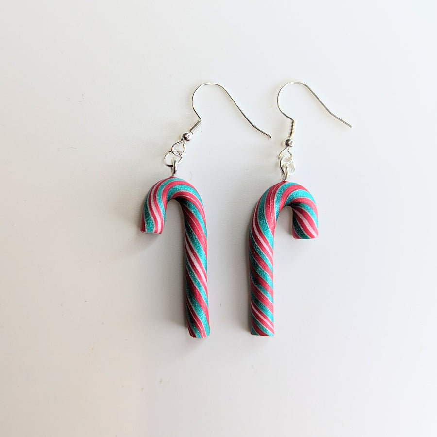 Red & Green Striped Candy Cane Earrings