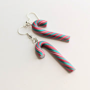 Red & Green Striped Candy Cane Earrings