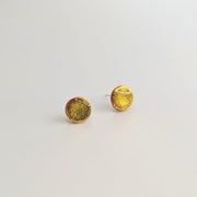 Gold Foiled Simple Orange Backed Circle Stud Earrings