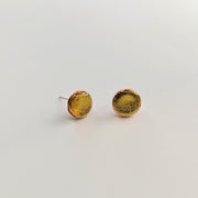 Gold Foiled Simple Orange Backed Circle Stud Earrings