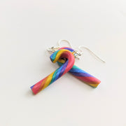 Sparkly Rainbow Candy Cane Drop Earrings LGBTQ Jewellery