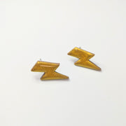 Sparkly Gold Lightning Bolt Stud Earrings