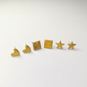 Sparkly Gold Star, Heart & Diamond Stud Earring Set