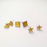 Sparkly Gold Star, Heart & Diamond Stud Earring Set