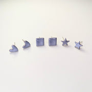 Sparkly Silvery Blue Star, Heart & Diamond Stud Earring Set