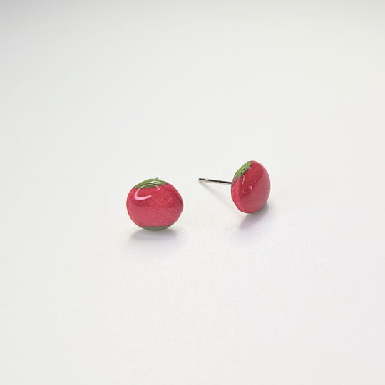 Sparkly Red & Green Cute Circle Studs