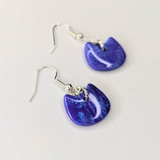 Sparkly Marbled Blue & Purple Cat Face Drop Earrings