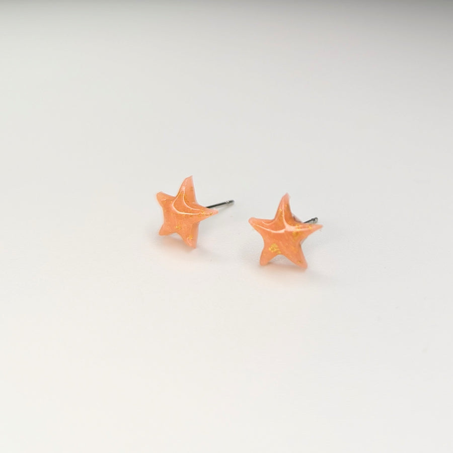 Gold & Rose Cute Star Stud Earrings