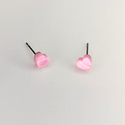 Marbled Pink Acrylic Cute Heart Stud Earrings