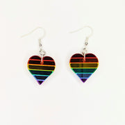 LGBTQ+ Pride Rainbow Mirrored Acrylic Heart Drop Earrings