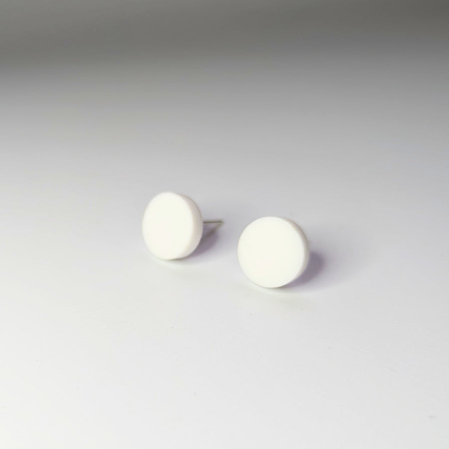 White Acrylic Circle Stud Earrings