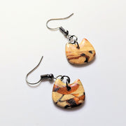 Marbled Champagne & Brown Cat Face Drop Earrings