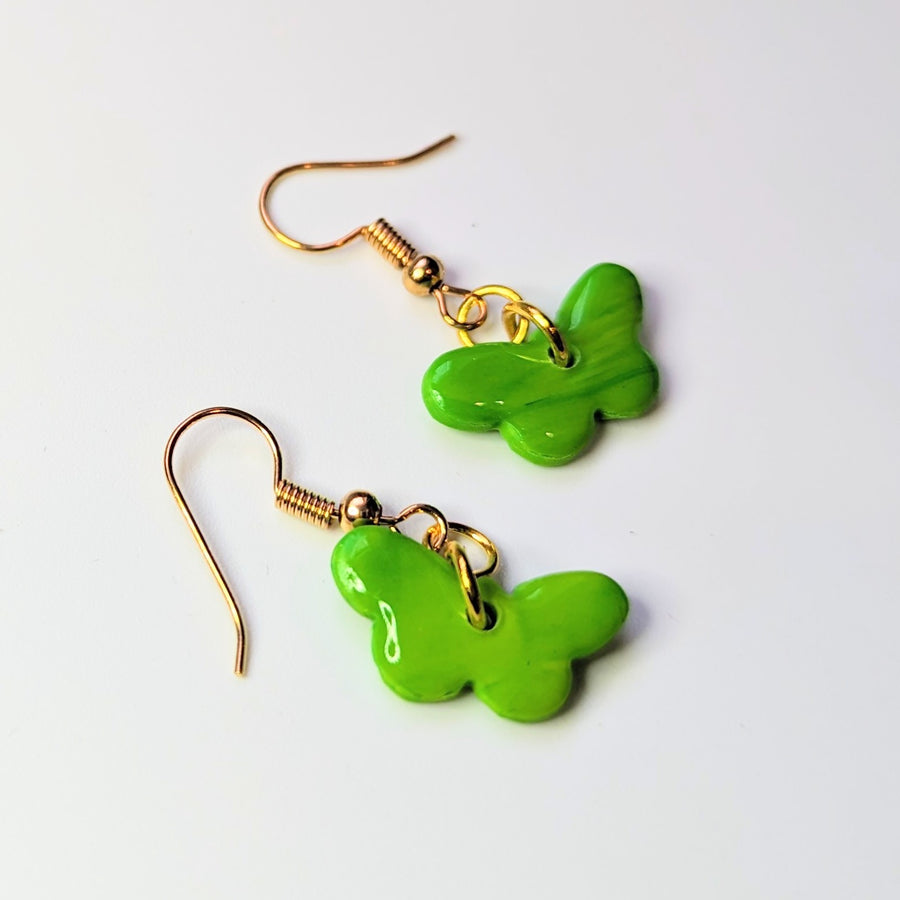 Cute Green Butterfly Drop Earrings