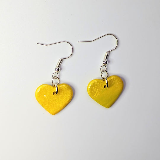 Marbled Yellow & Green Heart Drop Earrings