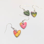Marbled Multi Colour Cute Heart Drop Earrings