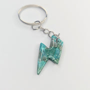 Emerald Green & Silver Lightning Bolt Keyring