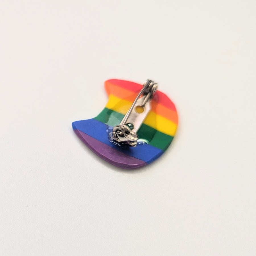 Rainbow Cat Face Badge Pride Queer LGBTQ+ Jewellery by KelZo Jewellery