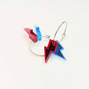 Bowie Inspired Mirrored Acrylic Lightning Bolt Drop Earrings