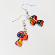 Marbled Rainbow Cute Mushroom Earrings, LGBTQ+ Queer Jewellery