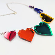 LGBTQ+ Pride Mirrored Rainbow Acrylic Heart Statement Necklace