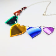 LGBTQ+ Pride Mirrored Rainbow Acrylic Heart Statement Necklace