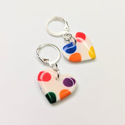 Multi-Coloured Rainbow Polka Dot Heart Huggie Hoop Earrings