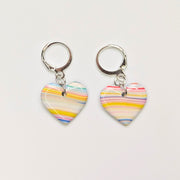 Striped Rainbow Heart Huggie Hoop Earrings