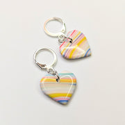 Striped Rainbow Heart Huggie Hoop Earrings