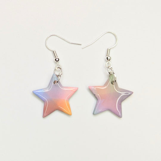 Marbled Pastel Star Drop Earrings