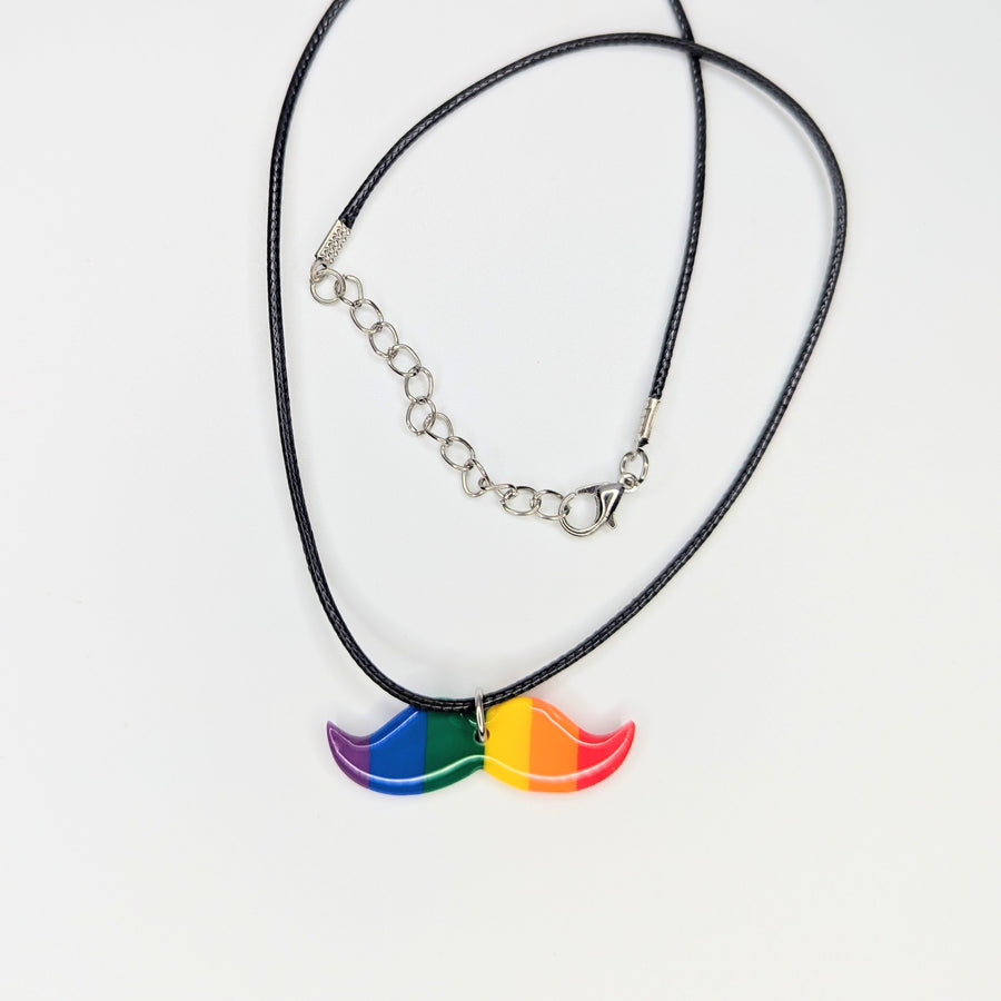 LGBTQ+ Pride Rainbow Polymer Clay Moustache Necklace