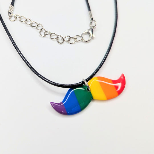 LGBTQ+ Pride Rainbow Polymer Clay Moustache Necklace
