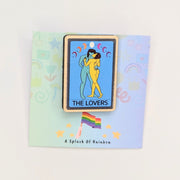 Lesbian Tarot Card "The Lovers" Wooden Pin Badge