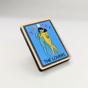 Lesbian Tarot Card "The Lovers" Wooden Pin Badge