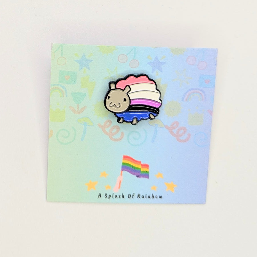 Gender Fluid Flag Sheep Enamel Pin Badge