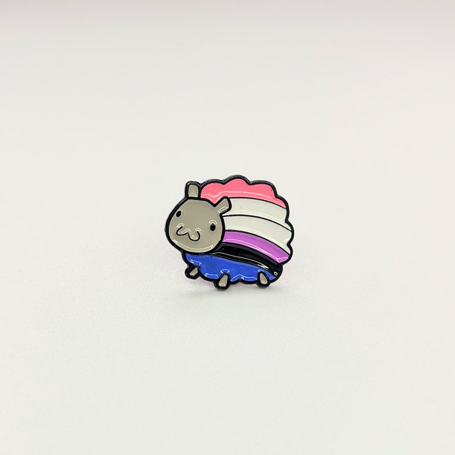 Gender Fluid Flag Sheep Enamel Pin Badge