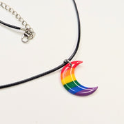 LGBTQ+ Pride Rainbow Polymer Clay Moon Necklace