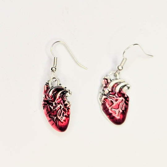 Anatomical Heart Charm Drop Earrings