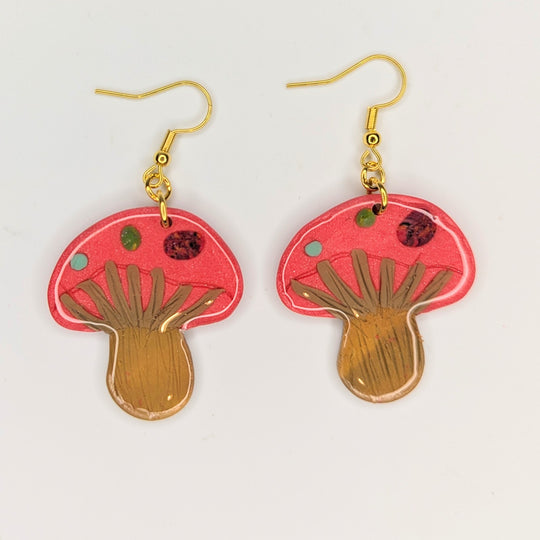 Statement Toadstool Mushroom Drop Earrings