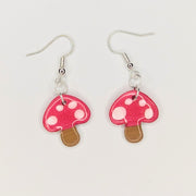 Cute Toadstool Mushroom Drop Earrings