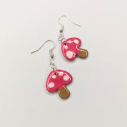 Cute Toadstool Mushroom Drop Earrings