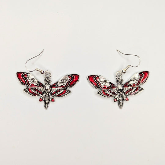 Death Moth Charm Drop Earrings