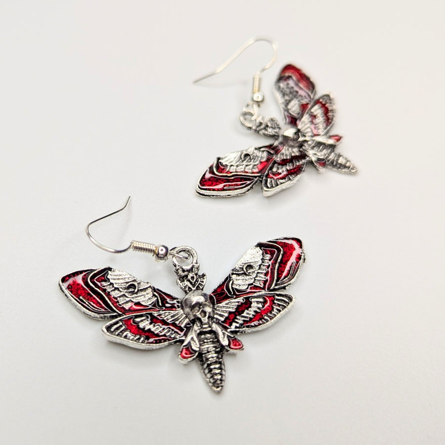 Death Moth Charm Drop Earrings