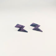 Shiny Marbled Blue & Purple Lightning Bolt Stud Earrings