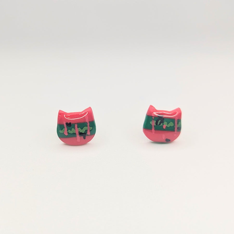 Nightmare on Elm Street Inspired Cat Face Stud Earrings