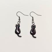 Sparkly Dark Purple Cute Cat Earrings