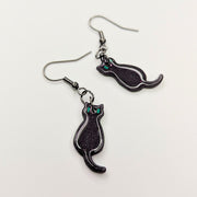 Sparkly Dark Purple Cute Cat Earrings